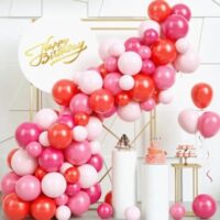 Ballons rose rouge happy birthday 91 pièces