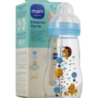 Biberon en verre premium MAM 2+ mois bleu 260 ml